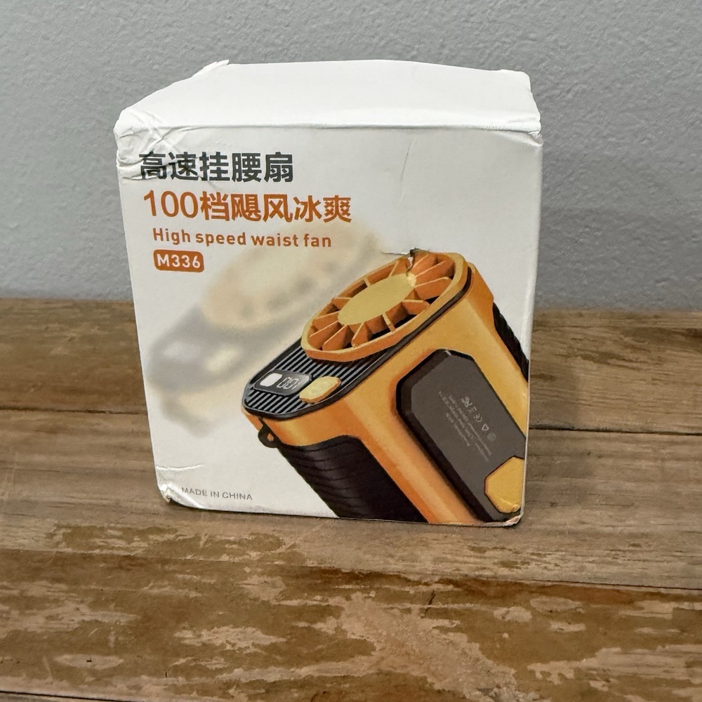 High Speed Waist Fan M336 Portable Rechargeable Clip On Belt Fan Orange New
